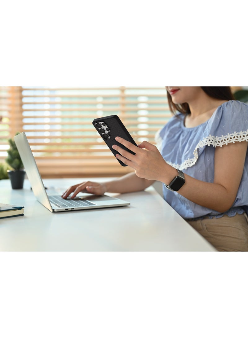 LEVELO S26 Ultra grip Stand Case with Magnetic Strap Stand, Slim Fit Design, Shock-Resistant Bumper, Raised Bezels For Camera & Screen, Luxury Printed Branding - Image 5